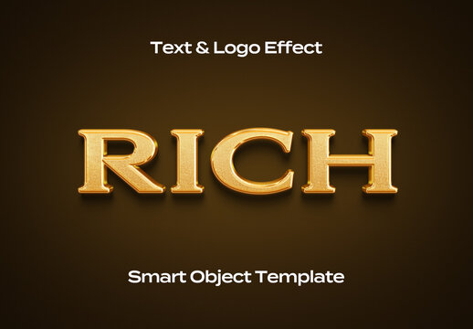Rich Gold Black Text Logo Style Effect Mockup Logotype Template Shape