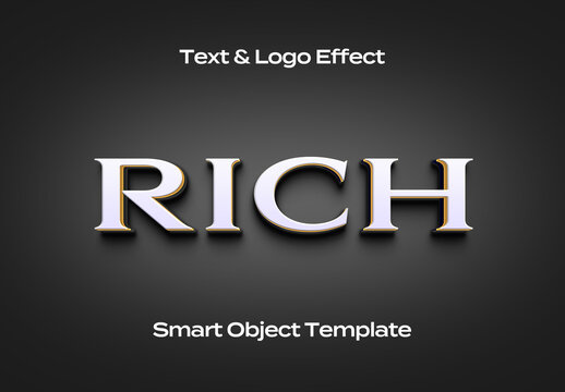 Rich Gold Black Text Logo Style Effect Mockup Logotype Template Shape