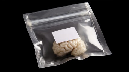 Intriguing specimen displayed in a sealed transparent bag during a science exhibition on human anatomy and biology