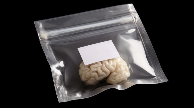 Intriguing specimen displayed in a sealed transparent bag during a science exhibition on human anatomy and biology