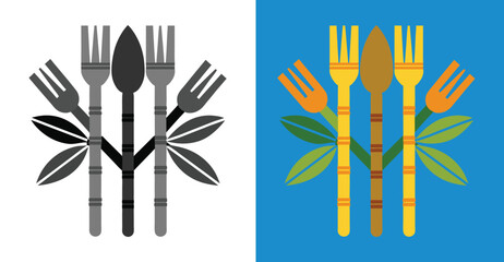 Obraz premium Smoothtalk Bamboo Cutlery Set – Eco-Friendly Reusable Flatware for Sustainable Living, bamboo cutlery, eco friendly cutlery, reusable cutlery set, bamboo utensils, travel cutlery. 