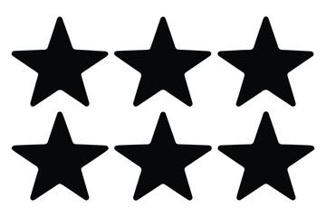 Five star rating icon silhouette isolated white background Vector illustration