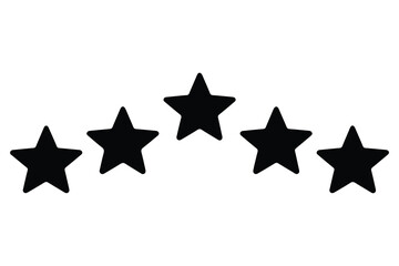 Five star rating icon silhouette isolated white background Vector illustration
