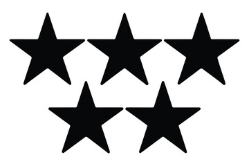 Obraz premium Five star rating icon silhouette isolated white background Vector illustration