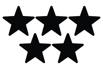 Five star rating icon silhouette isolated white background Vector illustration