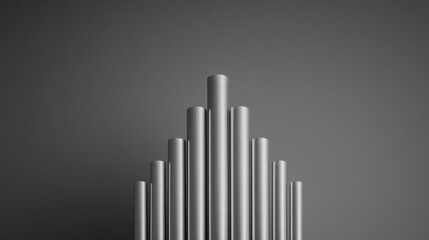 Obraz premium solitary pipe of church organ stands stark against plain background