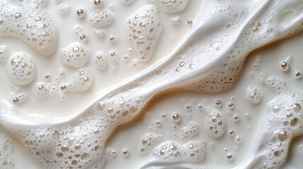 Creamy, frothy, luxurious texture of soap suds with golden pearls.