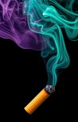 burning cigarette with smoke