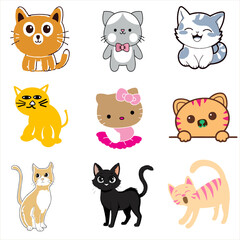 Multicolour Cat Vector Set