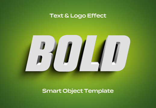 Bold 3D Text Logo Style Effect Mockup Logotype Template Shape