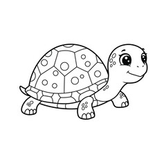 Cute Cartoon Tortoise Coloring Page