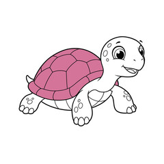 Cute Cartoon Tortoise Coloring Page
