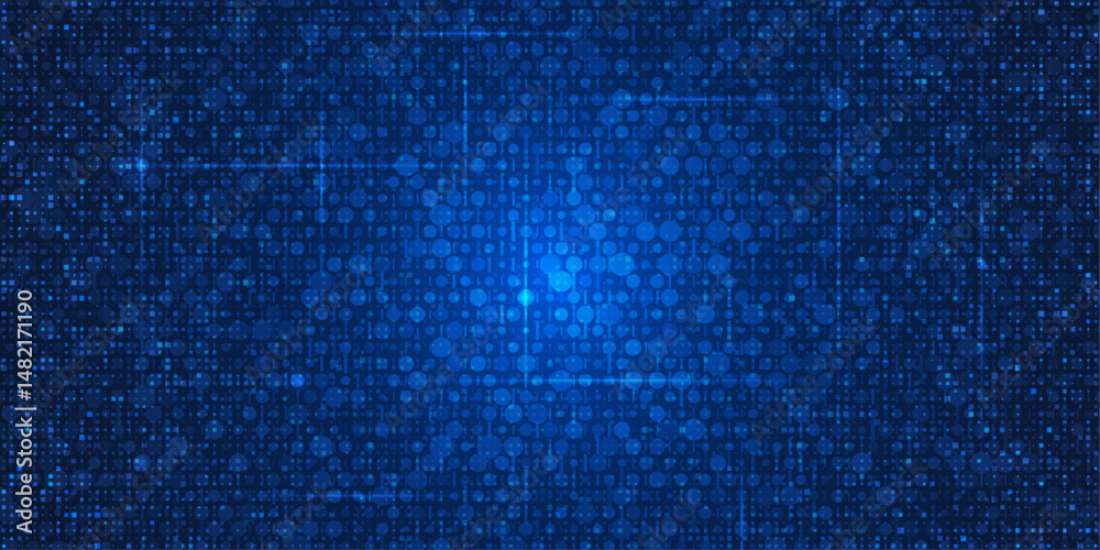 Leinwandbilder Abstract grid pixel pattern background. Vector illustration element with square, geometric mosaic, texture on dark blue color. Graphic design for digital datum, technology futuristic background