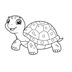 Cute Cartoon Tortoise Coloring Page