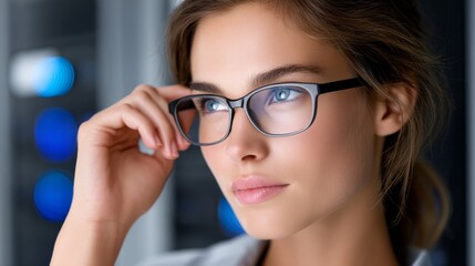 Female IT Technician Monitoring Server Diagnostics Remotely via Touchscreen in Industry Setting