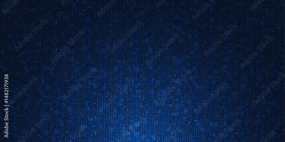 Poster Abstract grid pixel pattern background. Vector illustration element with square, geometric mosaic, texture on dark blue color. Graphic design for digital datum, technology futuristic background