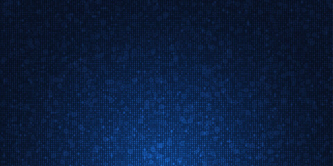 Abstract grid pixel pattern background. Vector illustration element with square, geometric mosaic, texture on dark blue color. Graphic design for digital datum, technology futuristic background