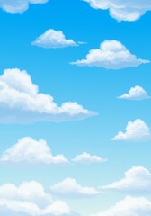 Realistic Illustration Vertical Background of Blue Sky and White Clouds