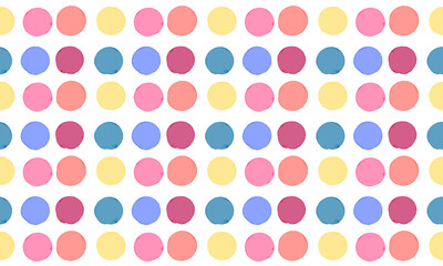 ポップでカワイイ♫透明水彩の透け感ある手描きのポルカドット柄背景壁紙