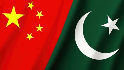 Chinese and Pakistani flags are draped together in a display of international relations and partnership
