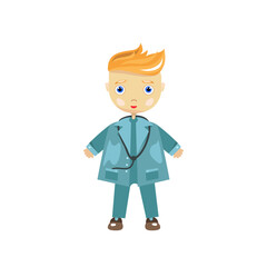Male doctor character in vector, flat style.