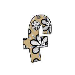 Floral Pound Symbol Design, Decorative Pound Sterling Sign