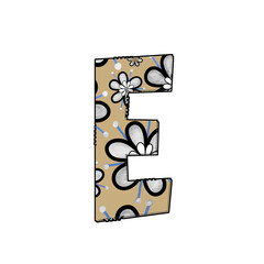 Decorative Letter E with Floral Pattern Design