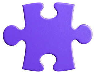 Textured purple puzzle piece with a matte surface, isolated on transparent background PNG