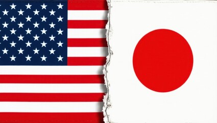 The flags of the united states of america and japan are displayed side by side