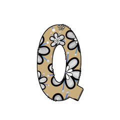 Decorative Letter Q with Floral Design