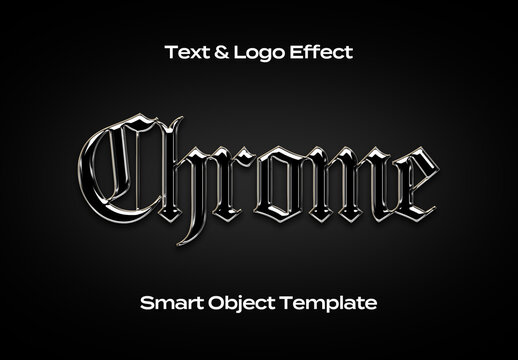 Chrome Transparent Black Text Logo Style Effect Mockup Logotype Template Shape