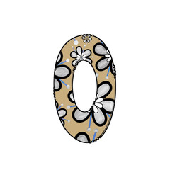 Decorative Number 0 with Floral Design