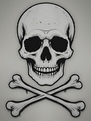 Illustration of a skull and crossbones icon in silhouette form