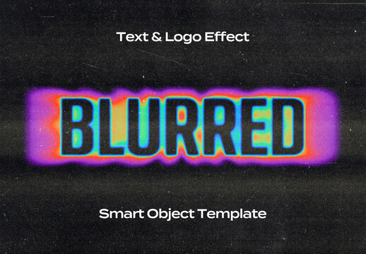 Blured Motion Black Text Logo Style Effect Mockup Logotype Template Shape