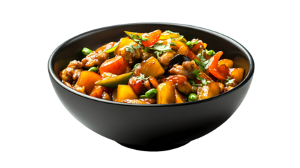 Delicious Sweet  Sour Chicken Recipe isolated on transparent background