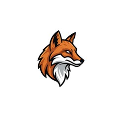 Fototapeta premium A stylized fox head mascot design with orange and black coloring