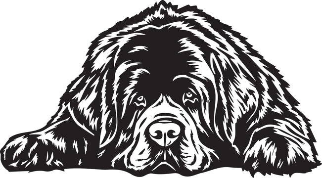 laying newfoundland dog