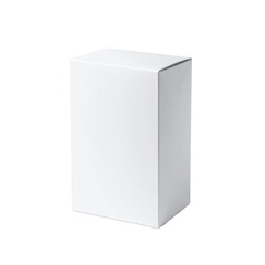 Plain white box on a white background. Suitable for packaging design mockups and showcasing minimalistic product concepts in marketing materials.