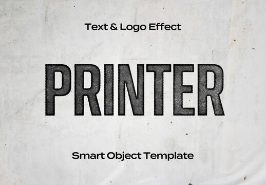 Print Printer Paper Text Logo Style Effect Mockup Logotype Template Shape