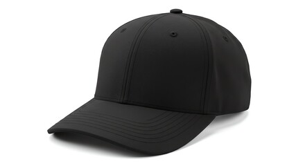 Fototapeta premium Isolated Black Baseball Cap Headwear on White Background