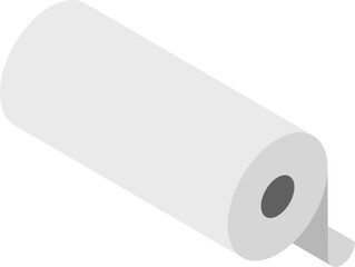 Clean, minimalist isometric illustration of a roll of paper.  Perfect for representing cleanliness, simplicity, or new beginnings.