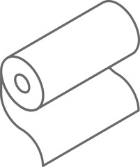 Simple isometric illustration of a roll of paper unfurling.  Perfect for concepts of beginnings, new ideas, or continuous processes. Clean lines and minimalist style.