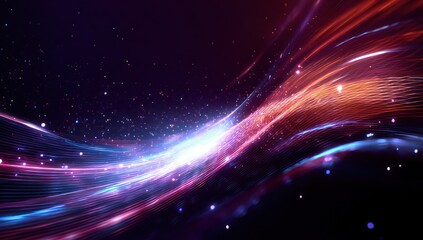 Naklejka premium 3D LED Panel with glowing streaks of cosmic winds that sweep across the display.