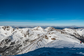 Tri kopy, Placlive, Ostry Rohac, Volovec and Kominiarski hill from Baranec in Western Tatras mountains in Slovakia