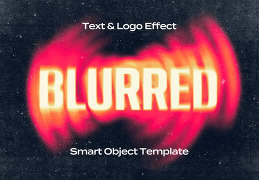 Blured Motion Black Text Logo Style Effect Mockup Logotype Template Shape