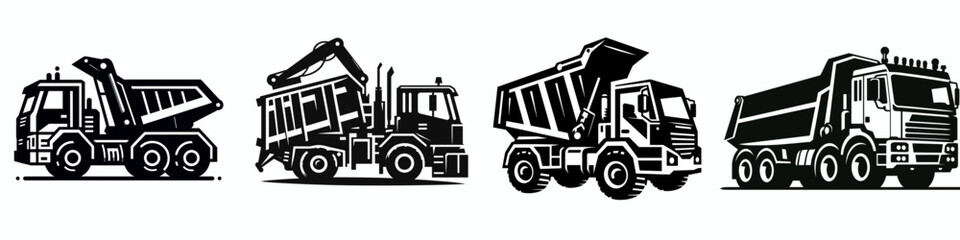 Naklejka premium Compactor Truck. Tools Equipment Hardware Construction Repair Diy Clipart Line Art Vector Illustration. Garbage vehicle a commercial loader unit for refuse compression and hauling.