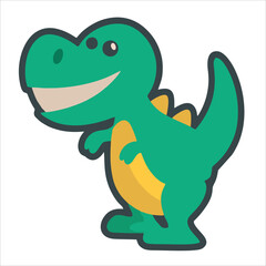 Cute cartoon dino design flat illustration