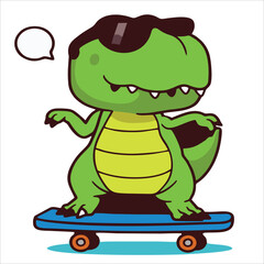 Cute cartoon dino design flat illustration