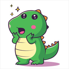 Cute cartoon dino design flat illustration