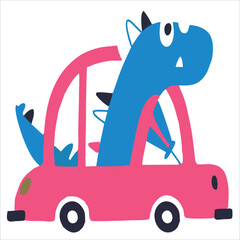 Cute cartoon dino design flat illustration
